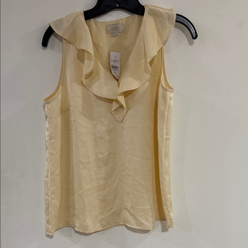 LOFT butter yellow  Ruffle Sleeveless Blouse